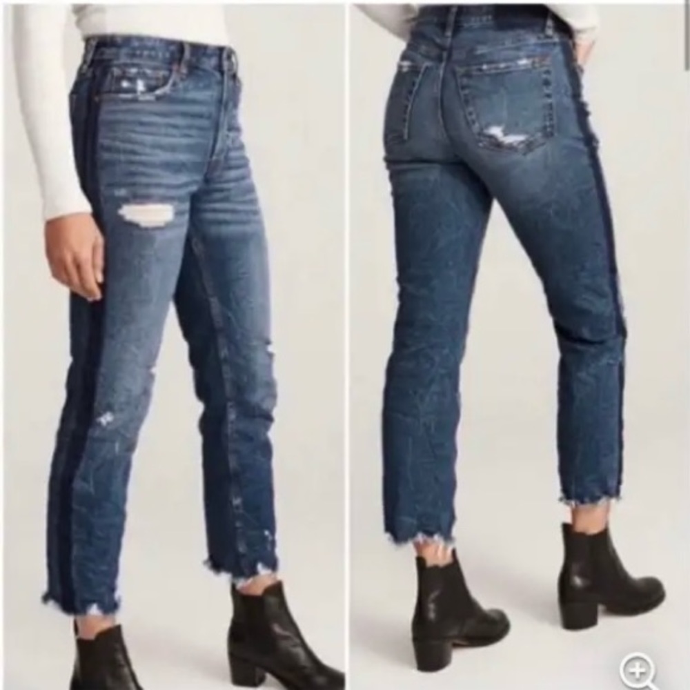 Abercrombie 0 (25) Simone High Rise Ankle Straight Women’s Jeans Frayed Hems